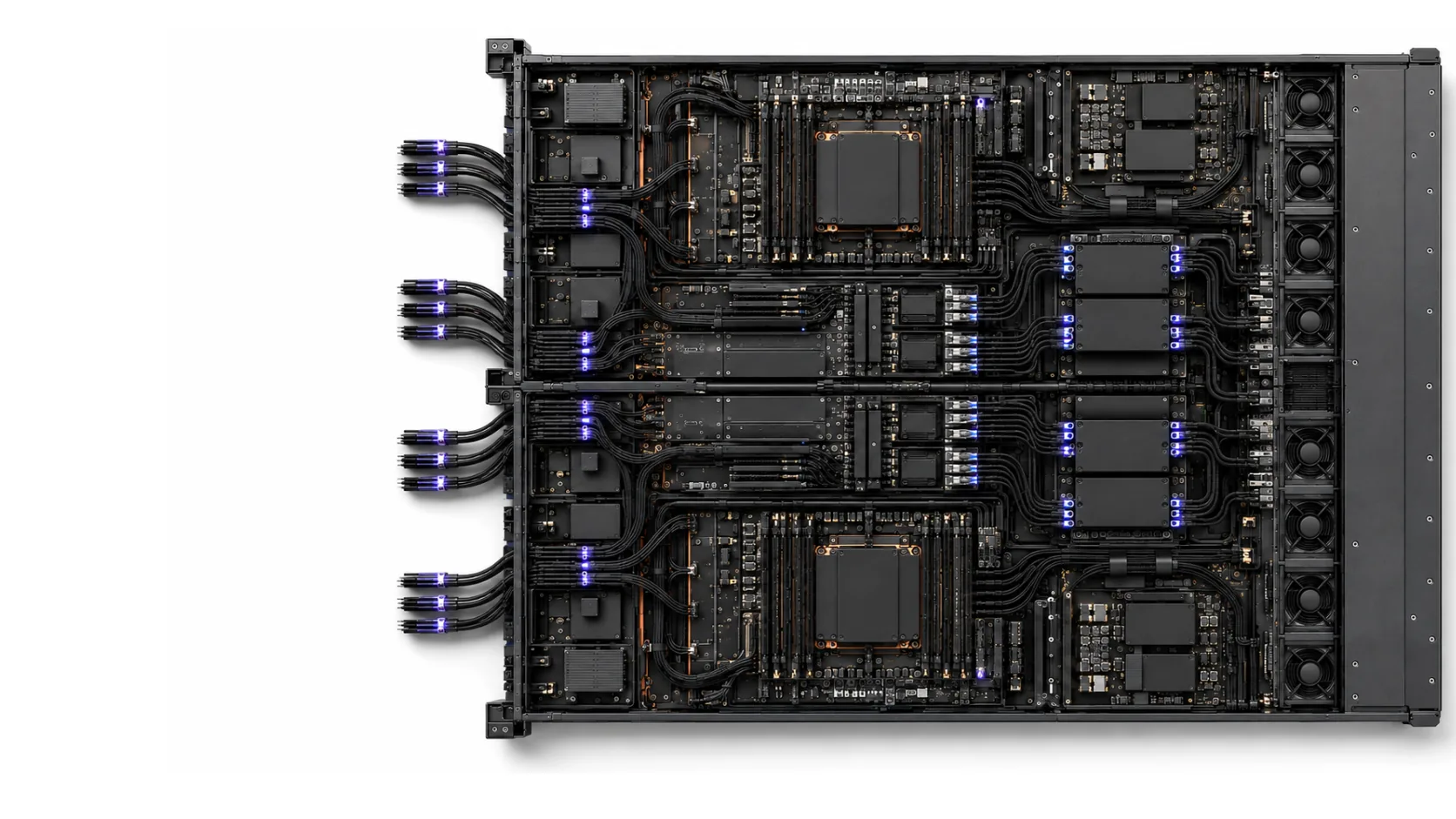 Optical AI server node hardware, top view